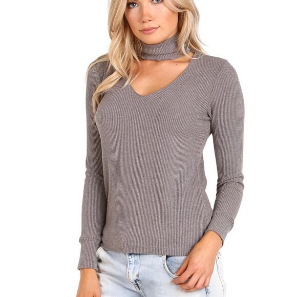 Revolve LNA Detached Turtleneck Long Sleeve Lightweight Sweater Top Gray Large - Picture 1 of 16